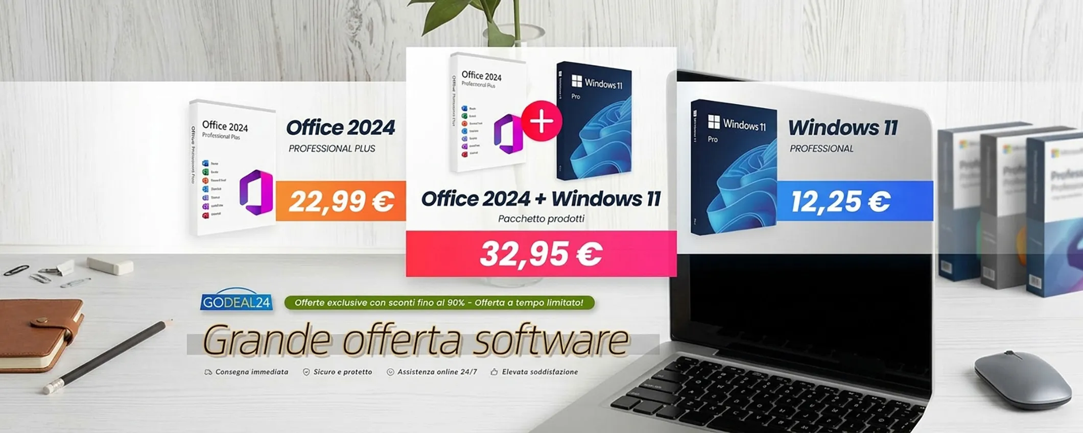 Anteprima: Windows 11 Pro a 12,25 € e Office 2024 a 19,99 € per PC: preparati al 13 ottobre