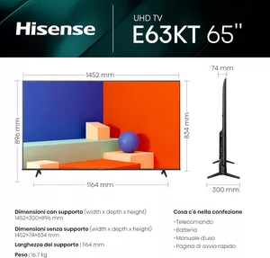 Smart TV Hisense 4K 65 pollici - Dimensioni