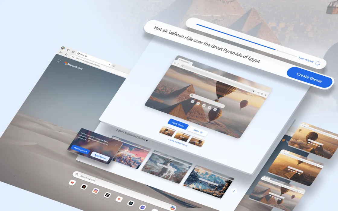 Microsoft Edge: in arrivo il generatore di temi basato sull'AI