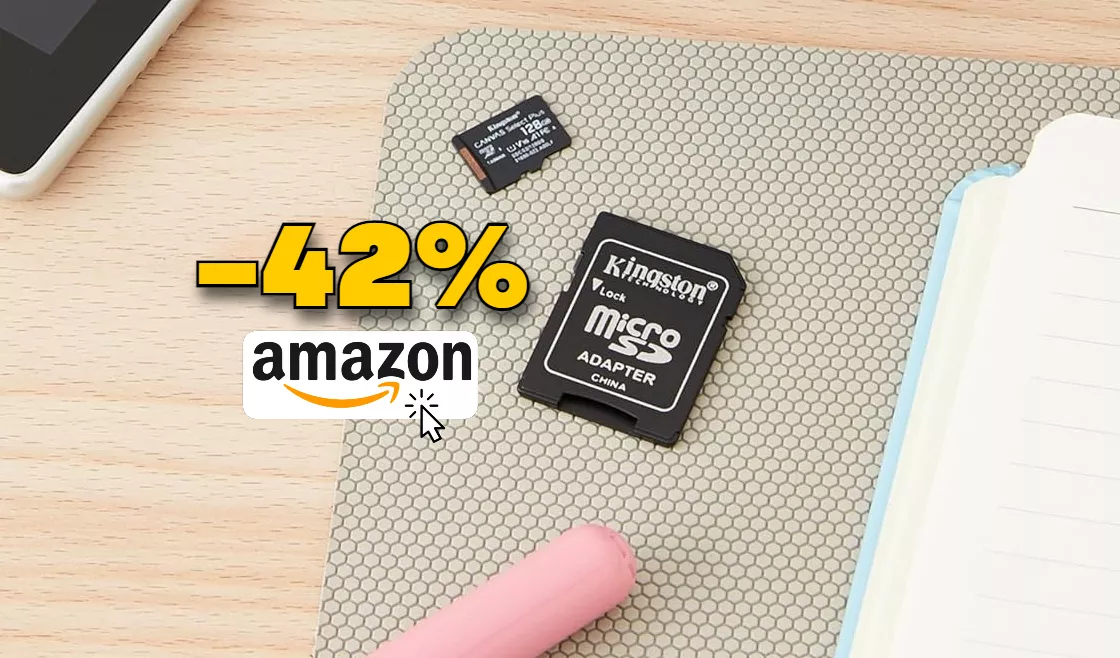 MicroSD Kingston 128GB con adattatore SD: sconto WOW del 42%