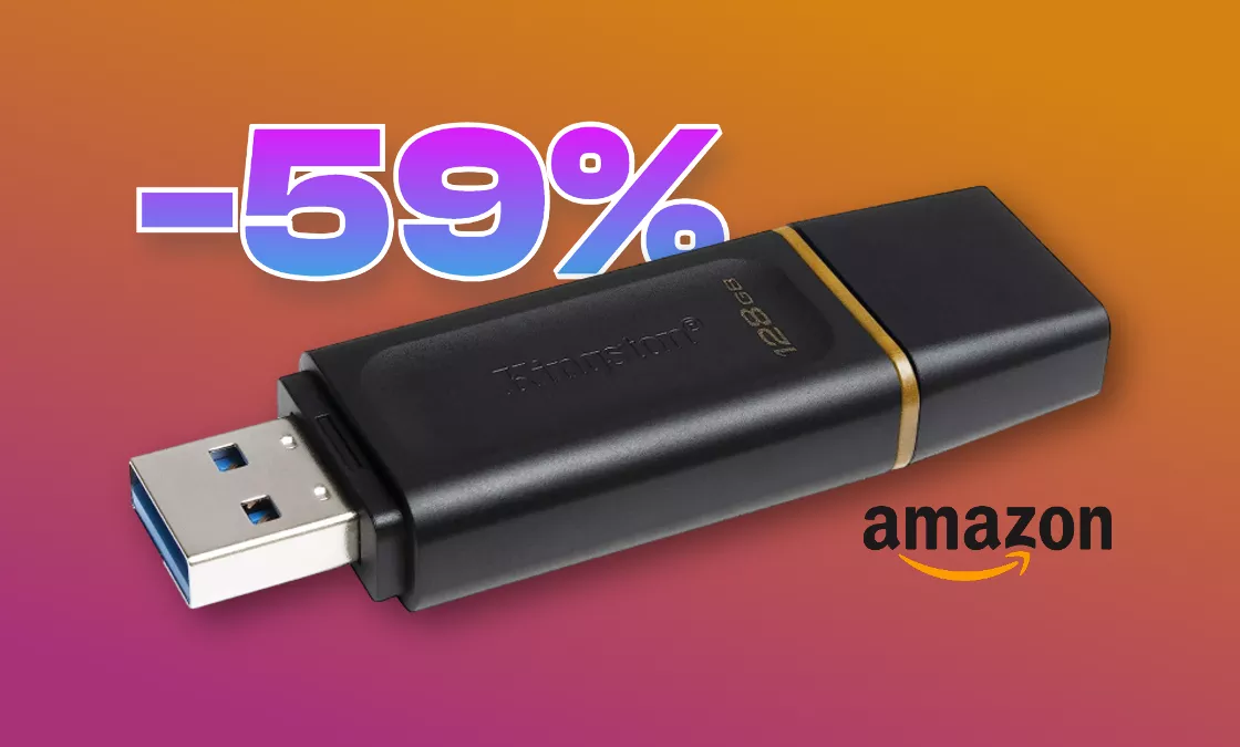 Bomba 59% sulla penna USB Kingston da 128GB: sta andando a ruba!