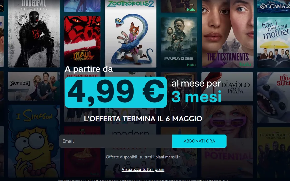 Super promo Disney+: 3 mesi di film e serie TV da 4,99€ al mese