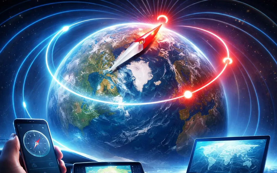 Il polo nord magnetico cambia posizione: impatto sui dispositivi tecnologici