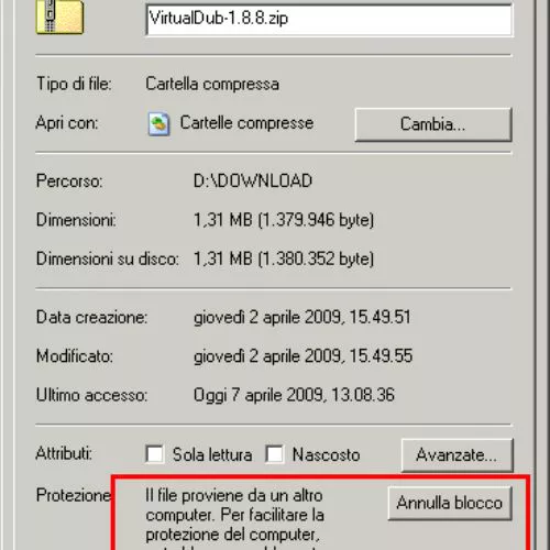 Windows XP: un avviso durante l'estrazione di file da archivi Zip