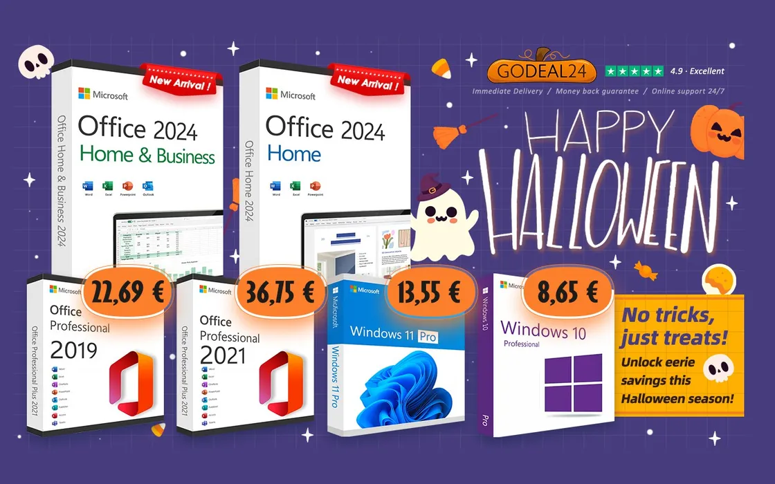 Saldi di Halloween con sconti fino al 62%: Office 2024 per sempre a 29,11€/PC