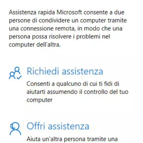Assistenza remota in Windows 10, come funziona