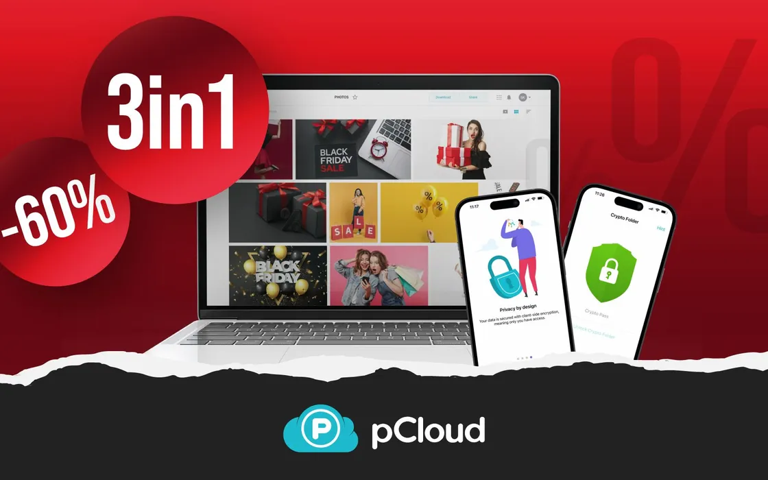 Black Friday pCloud: 60% di sconto, 5 TB di spazio e pCloud Pass a vita