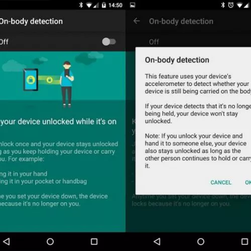 Android resterà sbloccato col telefono in tasca