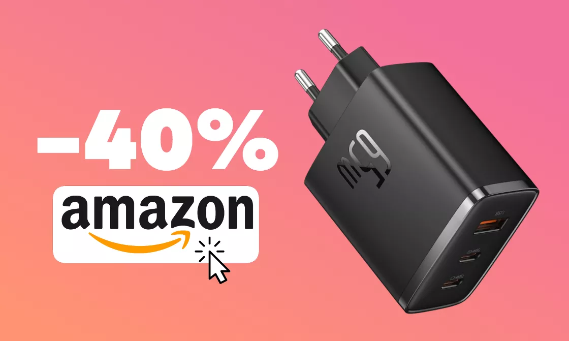 Caricabatterie da 65W con USB-C e USB-A: -40% su Amazon!
