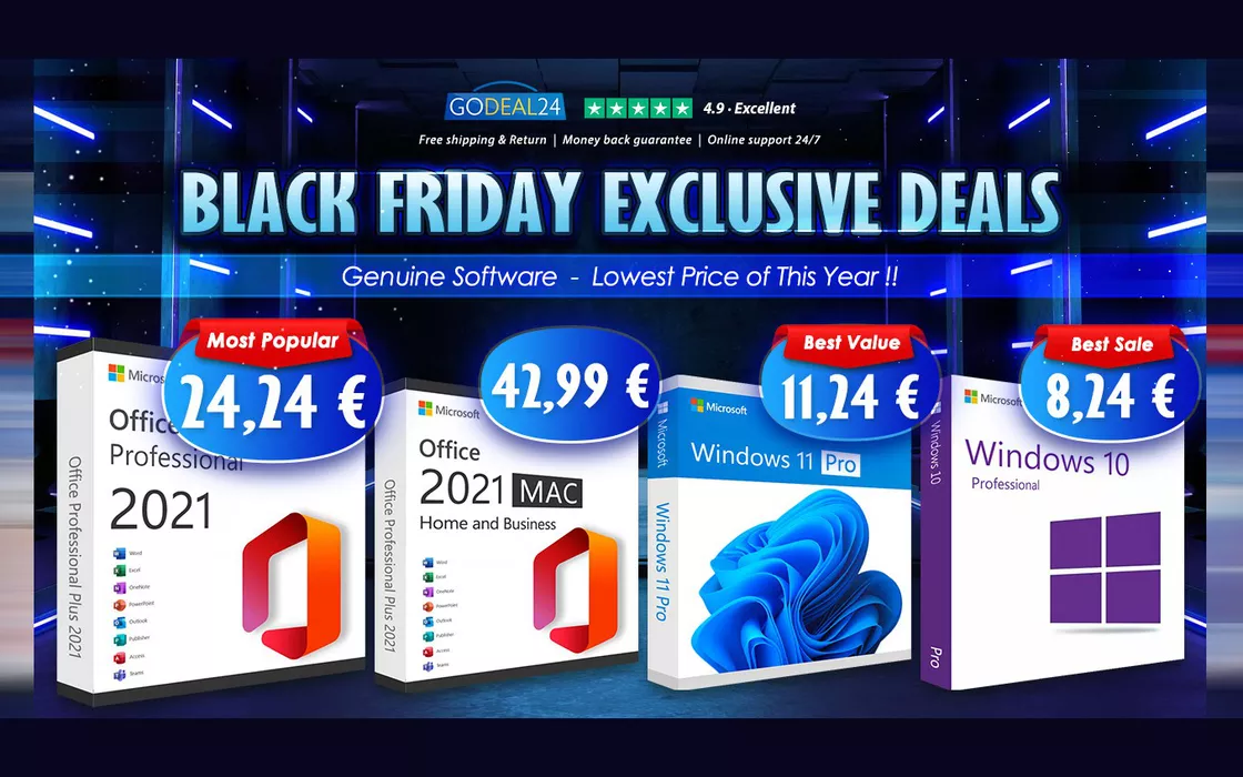 Ultima settimana di Black Friday: su Godeal24, Windows 11 a 7,5€, Office 2021 a 14,85€