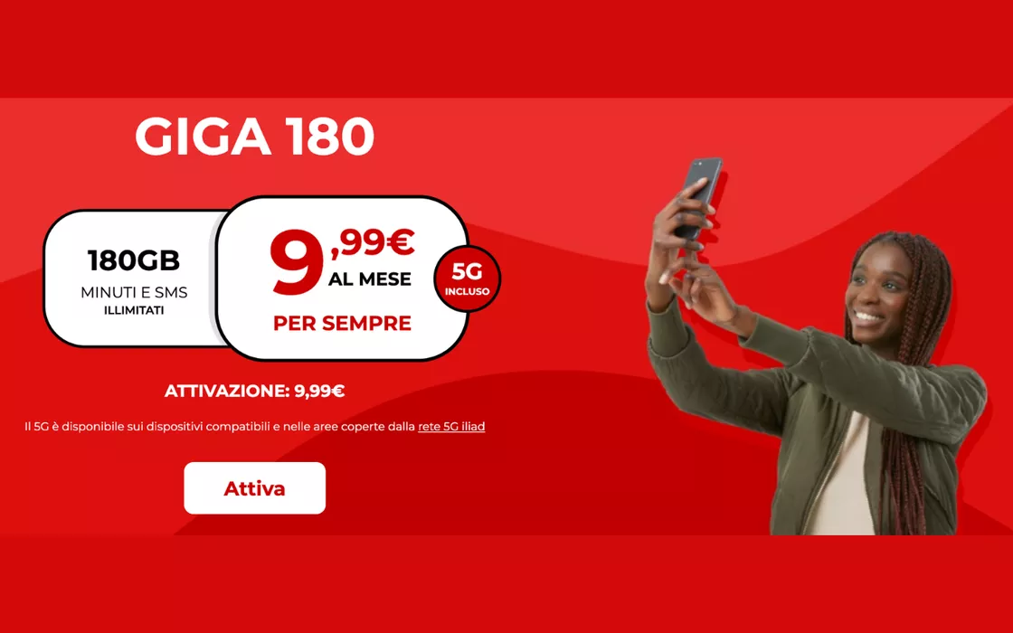 Iliad Giga 180, offerta a soli 9,99 Euro