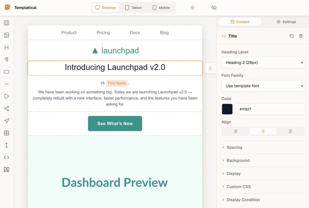 Anteprima: Arriva un’alternativa open source a Beefree per creare email: ecco Templatical