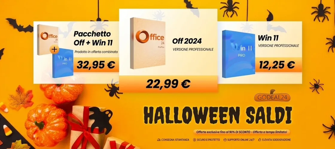 Godeal24 Halloween Sale: Office 2024 a 22,99€ e Windows 11 Pro a 12,25€