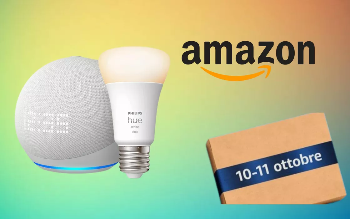 Echo Dot 5 in sconto con lampadina Philips in regalo su Amazon