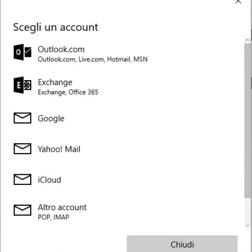Configurare posta in Windows 10 con l'app di sistema