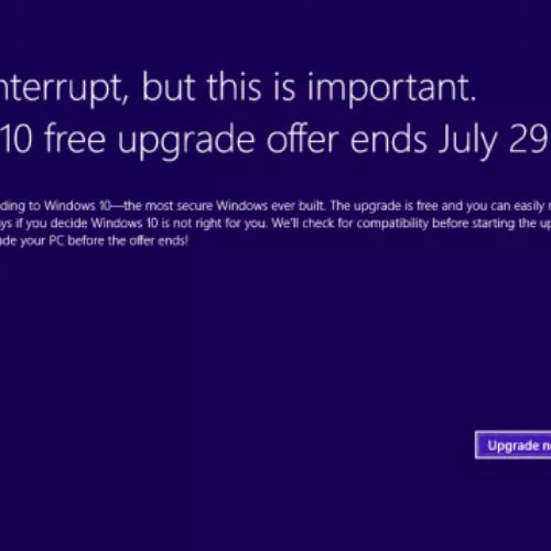 Aggiornamento a Windows 10: nuova schermata per l'update