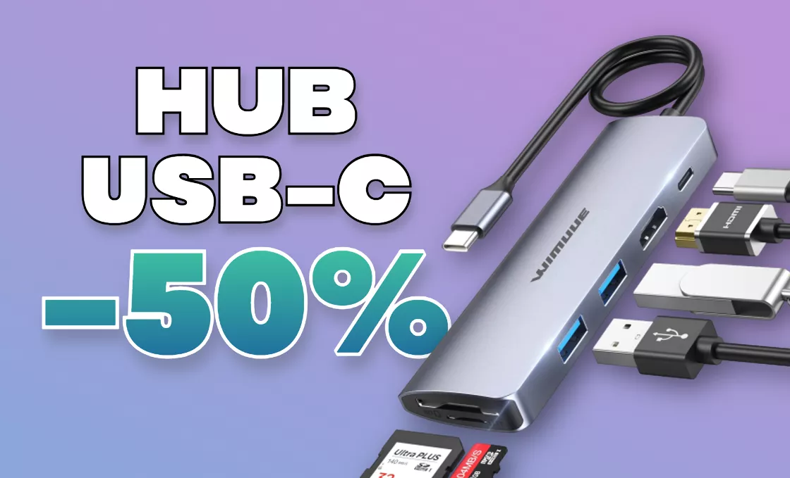 Solo su Amazon risparmi il 50% sull'Hub USB-C 7-in-1 perfetto per i notebook