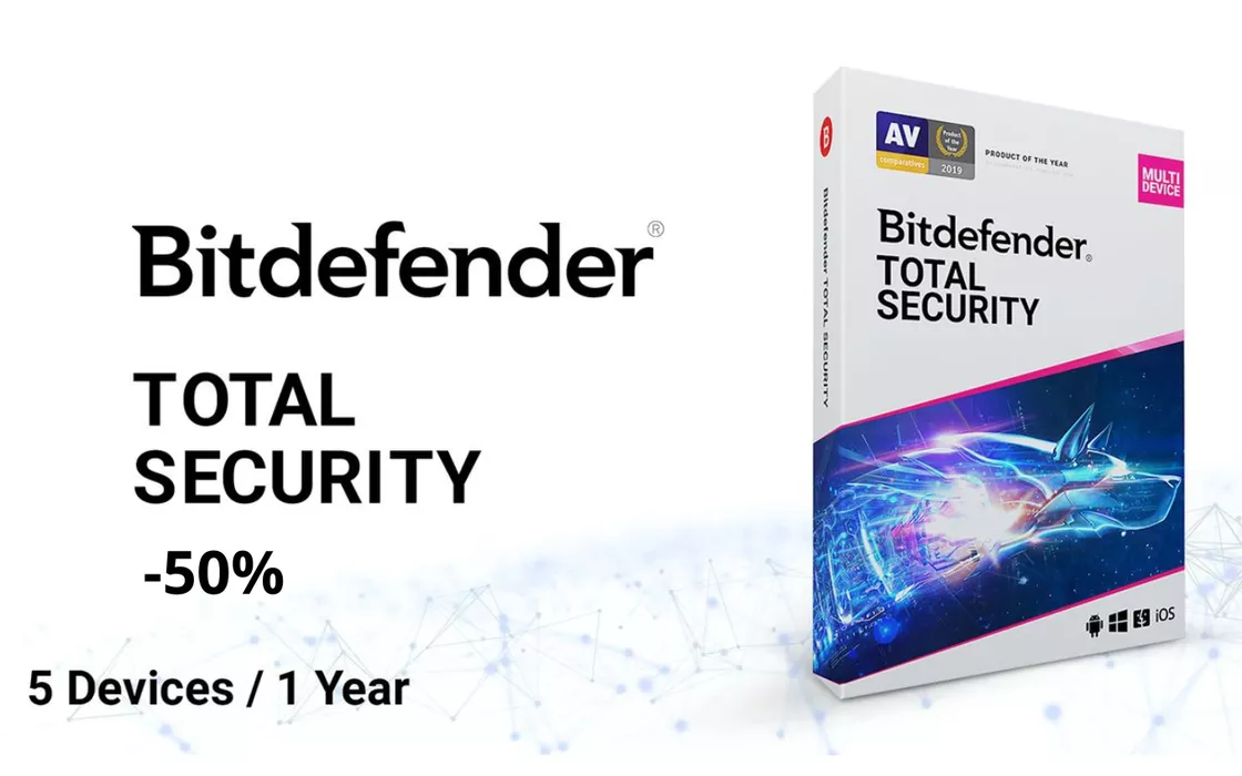 Bitdefender Total Security: l'antivirus dalla sicurezza completa è a metà prezzo