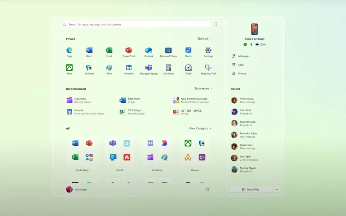 E' ufficiale: il nuovo menu Start di Windows sarà così