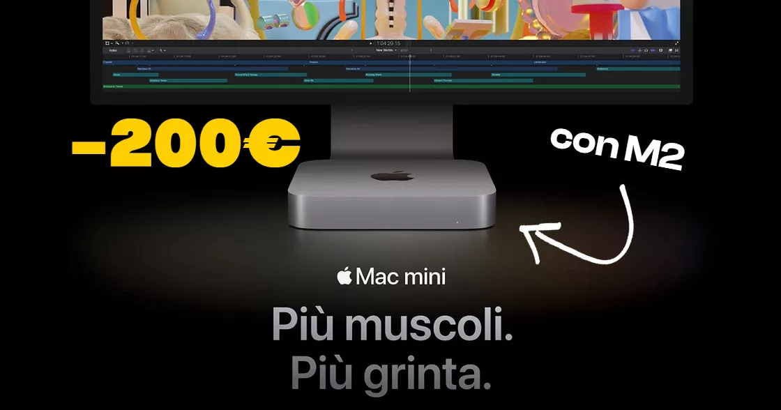 Mac Mini M2: sconto di 200€ sulla configurazione con 512GB SSD!