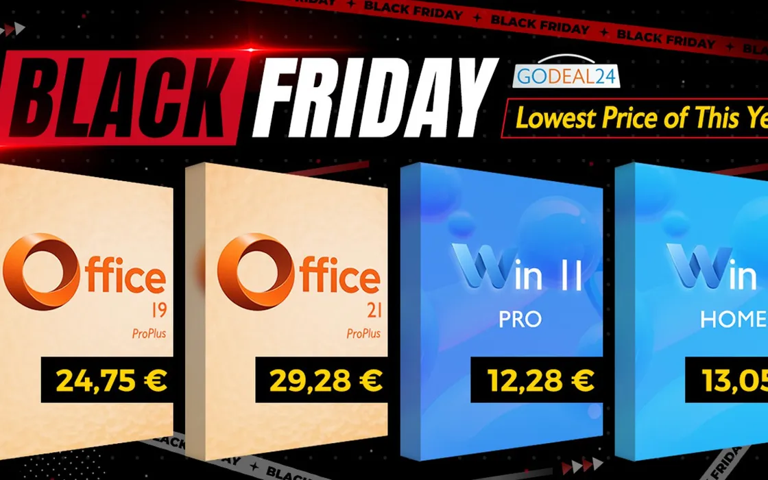 Il Black Friday di Godeal24 è online: Office 2021 Pro a 29€ e Win 11 Pro a 12€!