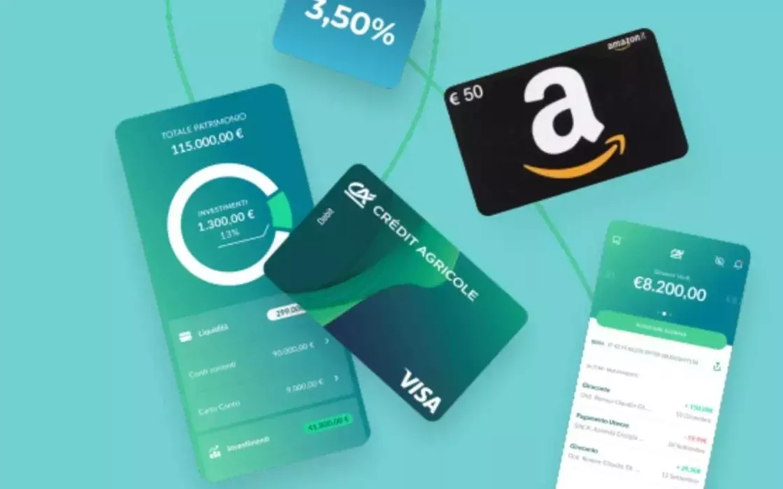 Fino a 100€ in buoni regalo Amazon se chiedi la Carta Debit Visa col conto Crédit Agricole