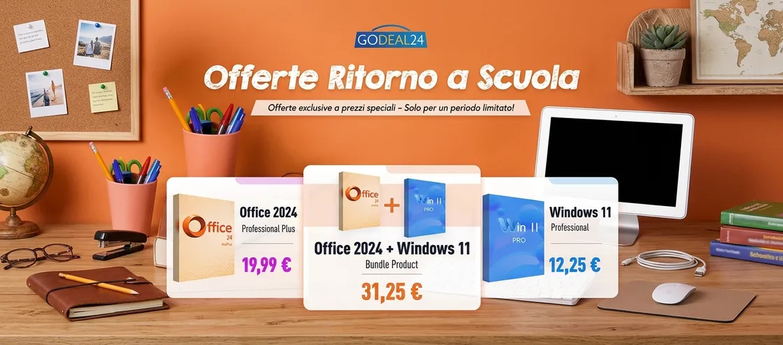 Back to School: Windows 11 Pro e Office 2024 Pro insieme a soli 31,25 €