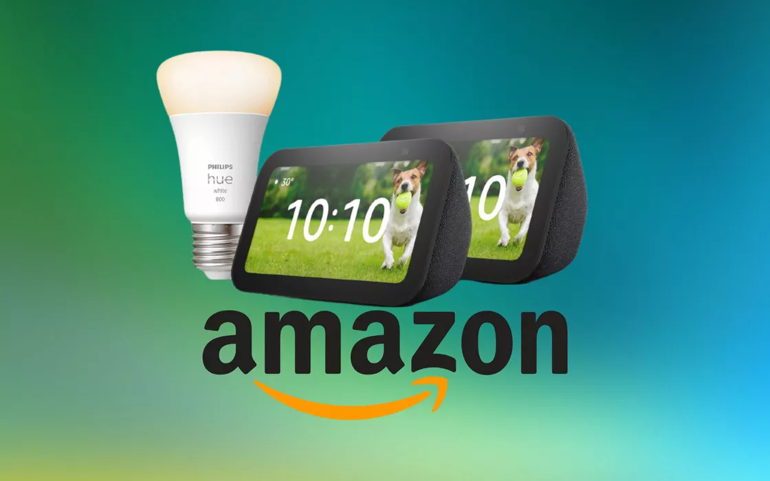 SCONTISSIMO Amazon, due Echo Show 5 e lampadina Philips in promo