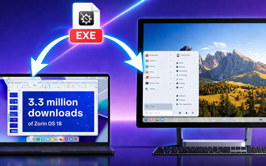 Apri un file EXE su Linux e succede questo: Zorin OS 18.1 cambia registro