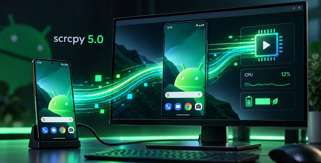 scrcpy 5.0 accelera: decoding hardware, meno CPU e consumi ridotti
