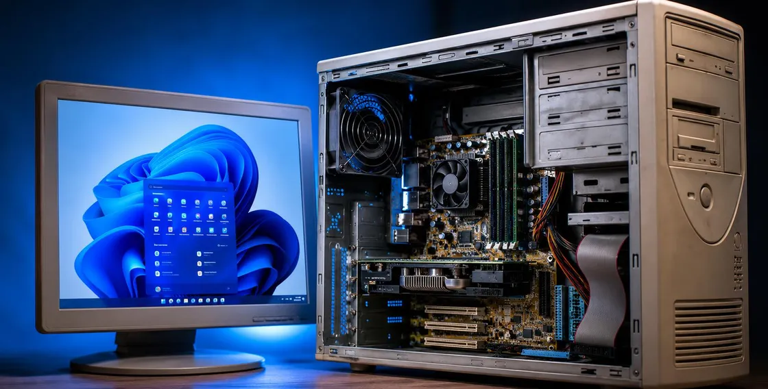 Windows 11 gira su un PC con DDR1 e AGP: il test impossibile su hardware del 2003