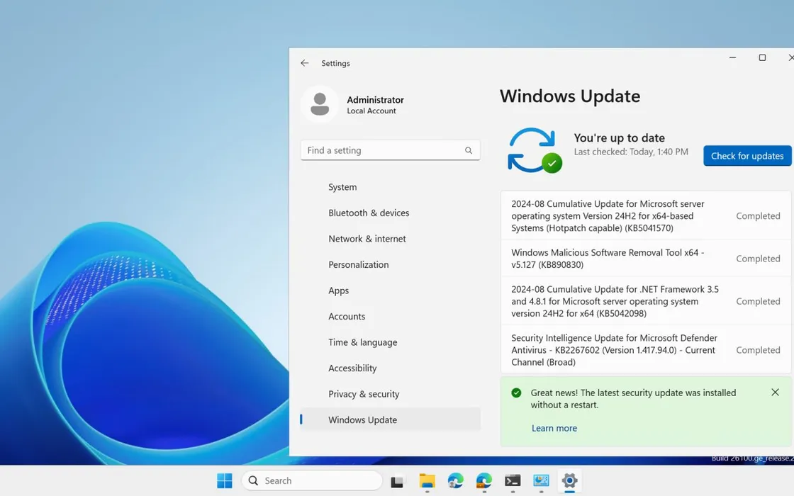 Patch per Windows si installano senza riavvio: la magia Hotpaching in Windows Server 2025