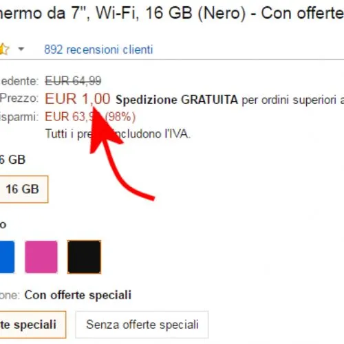 Amazon Kindle Fire 7 pollici in promozione a 1 euro