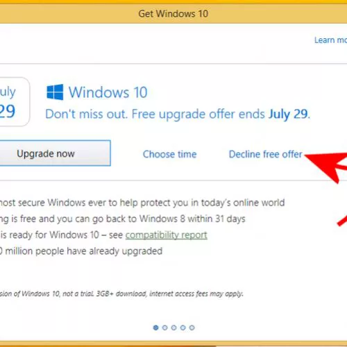 Rifiutare l'aggiornamento a Windows 10 si potrà, a breve
