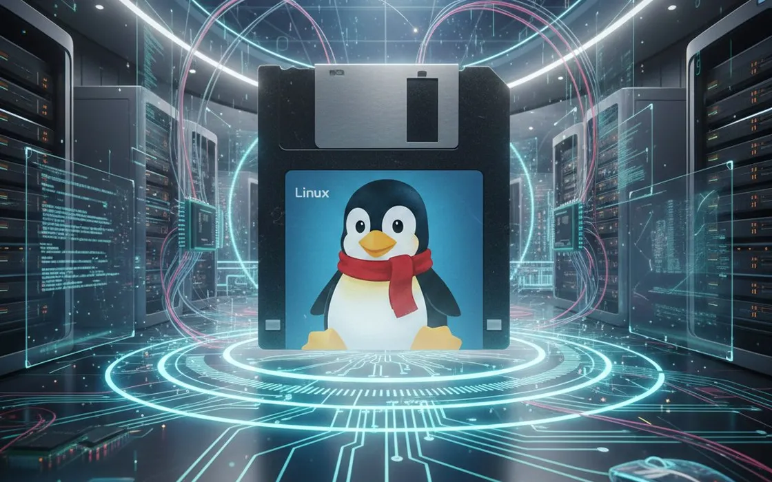 Linux su floppy nel 2026: FLOPPINUX, kernel e BusyBox compressi in 1,44 MB