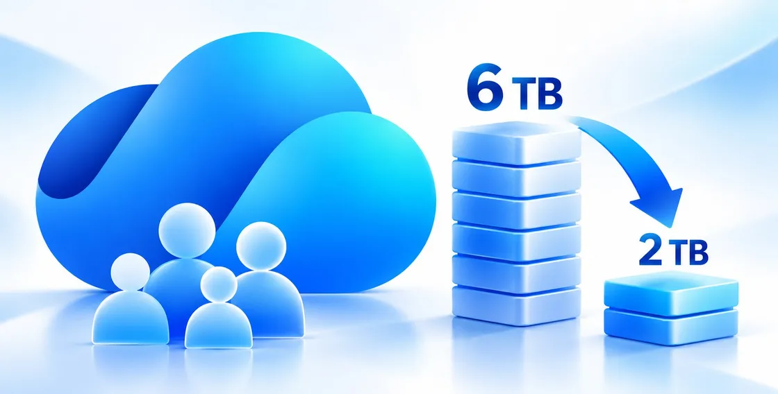 Microsoft 365 taglia spazio OneDrive: da 6 TB potenziali a 2 TB condivisi