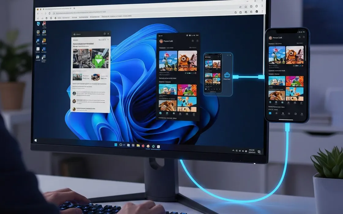 Windows 11 ora permette app Android quasi a schermo intero con Collegamento al telefono