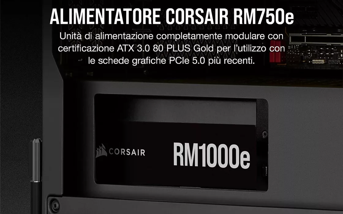 Alimentatore Corsair RM750e completamente modulare con potenza 750 W in promo su Amazon