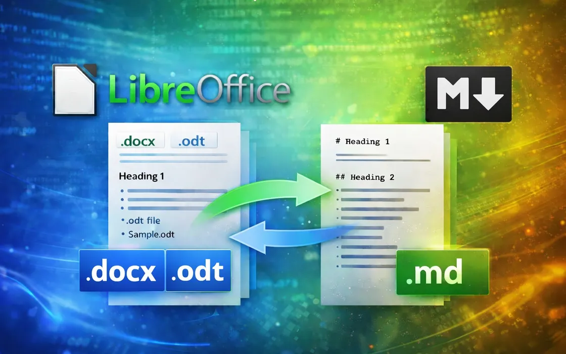 LibreOffice Writer ora supporta Markdown: conversione diretta tra .docx .odt e .md