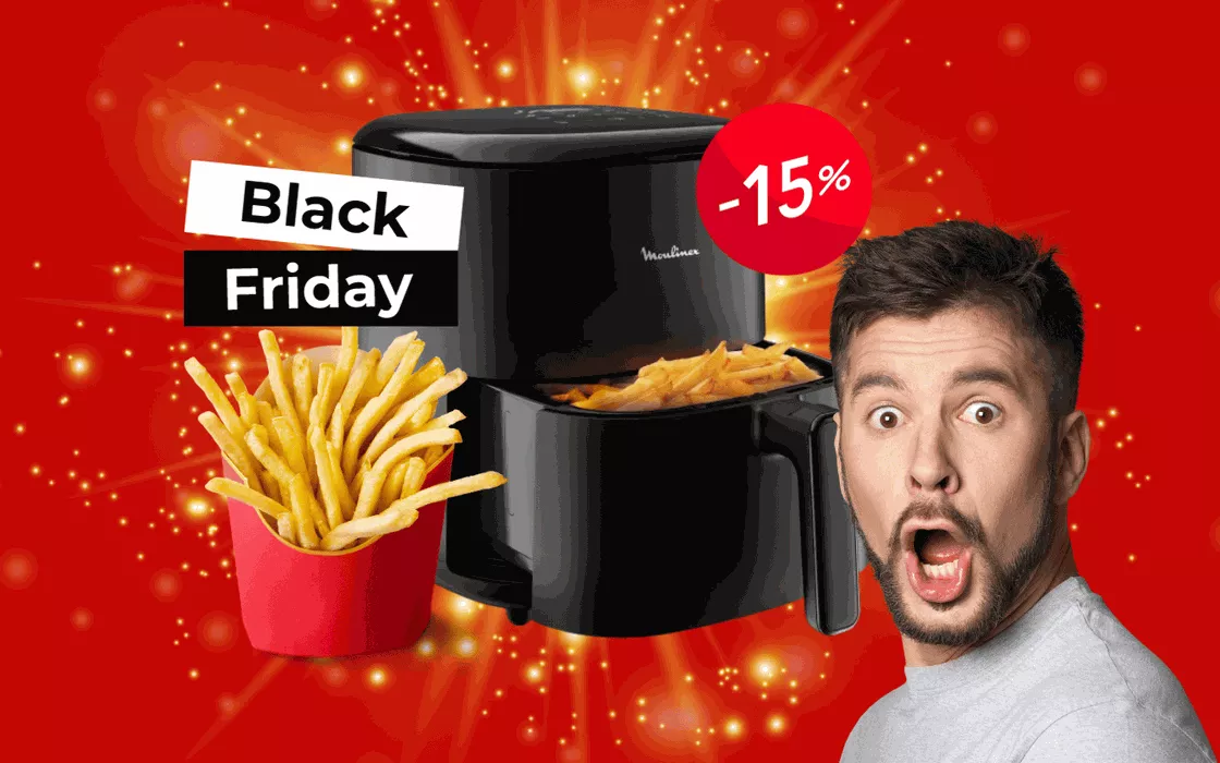 FRIGGITRICE ad aria Moulinex Touchscreen, il Black Friday ESAGERA stavolta: FUORITUTTO in corso