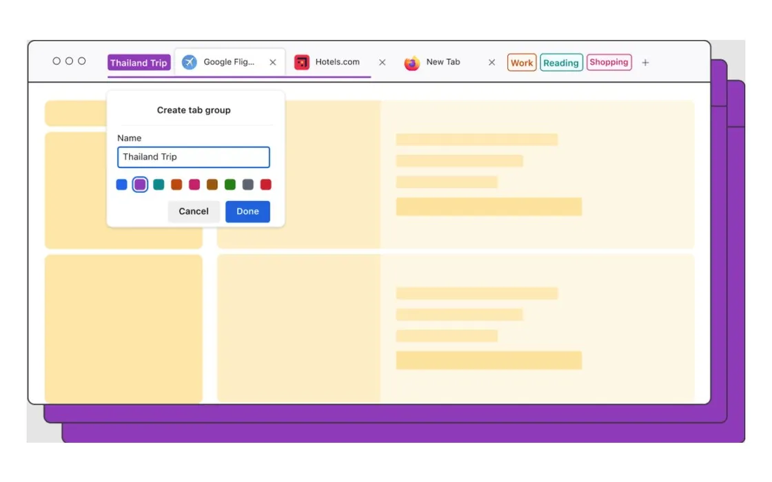 Firefox introduce i gruppi di schede: come funzionano
