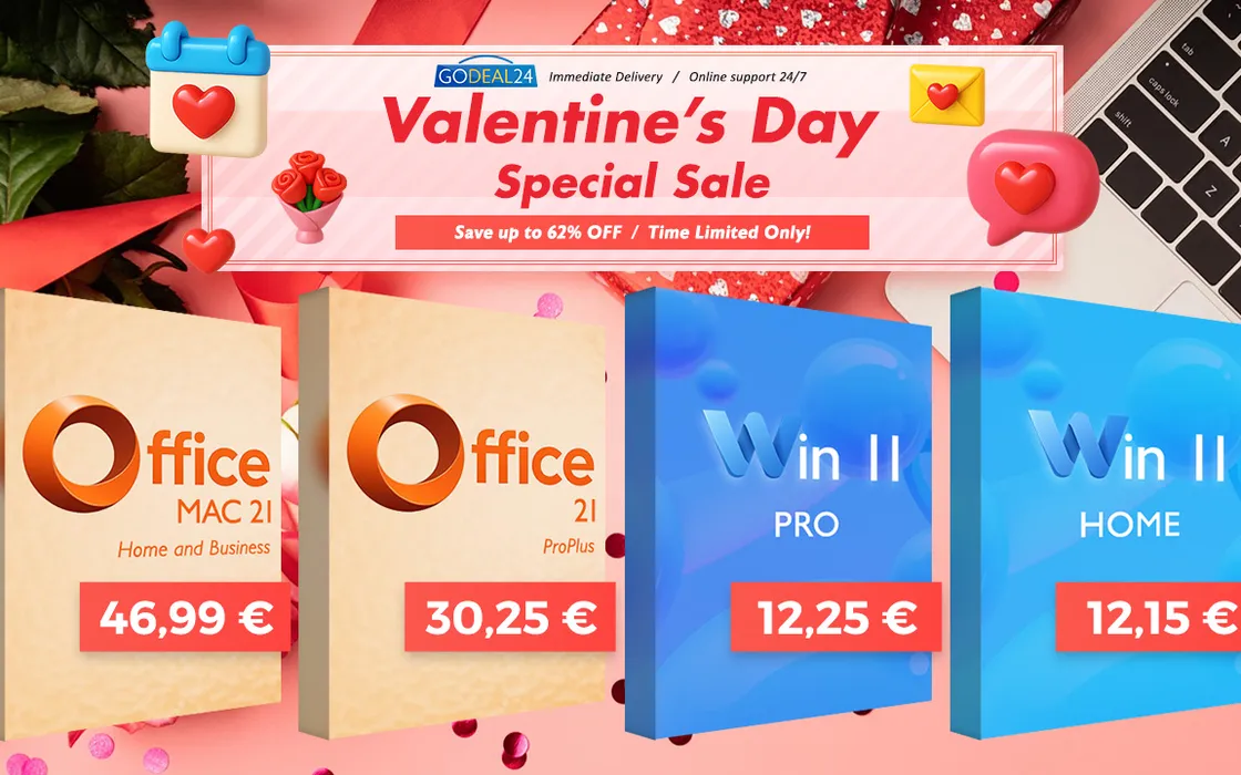 Il regalo perfetto per San Valentino: sconti incredibili su Office e Windows con Godeal24