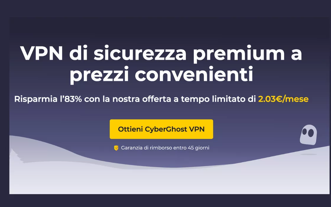 CyberGhost, Vpn con sconto dell'83%