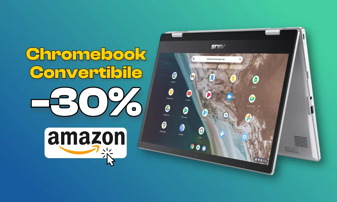 Chromebook convertibile ASUS scontato del 30% su Amazon