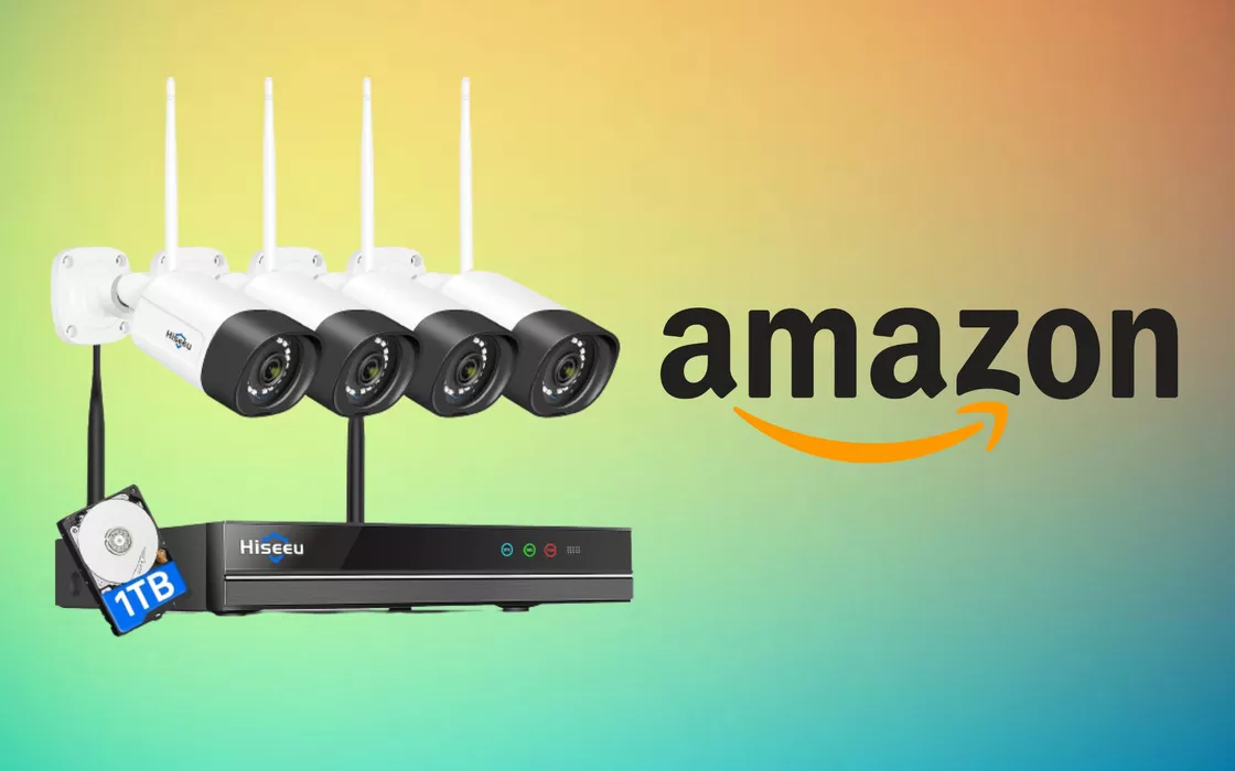 Kit di telecamere di videosorveglianza in promo, è il più venduto su Amazon
