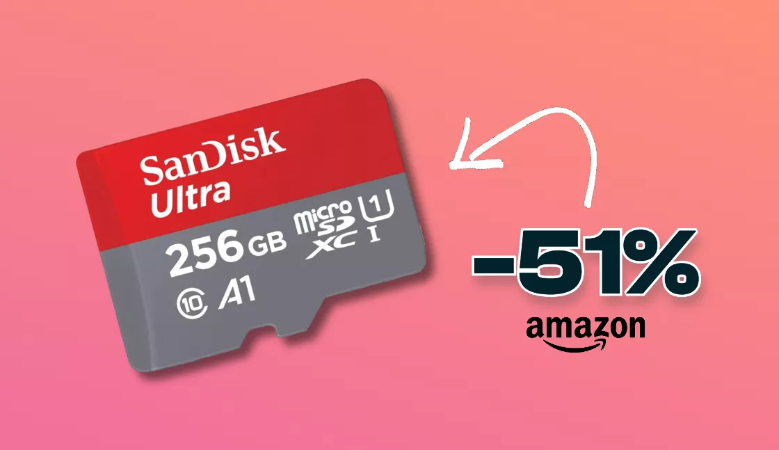 MicroSD SanDisk 256GB classe 10 a prezzo STRACCIATO su Amazon (-51%)