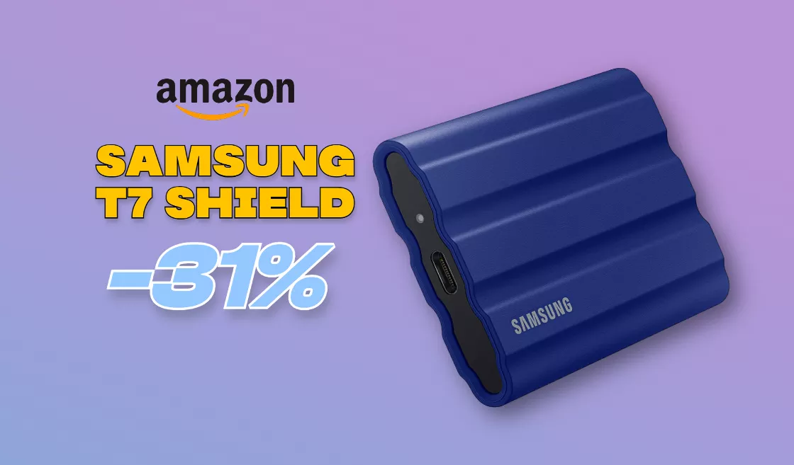 Samsung T7 Shield, sconto Amazon 31%: è l'SSD portatile da 1TB PERFETTO
