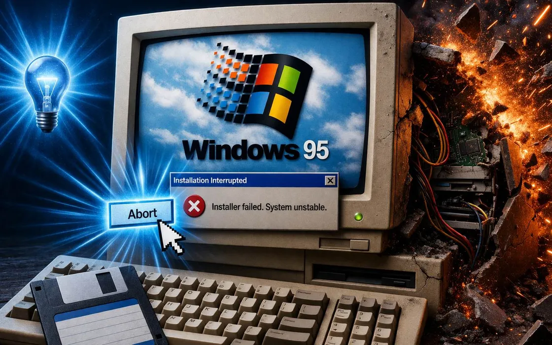 Windows 95: il trucco nascosto che salvava il sistema dagli installer difettosi