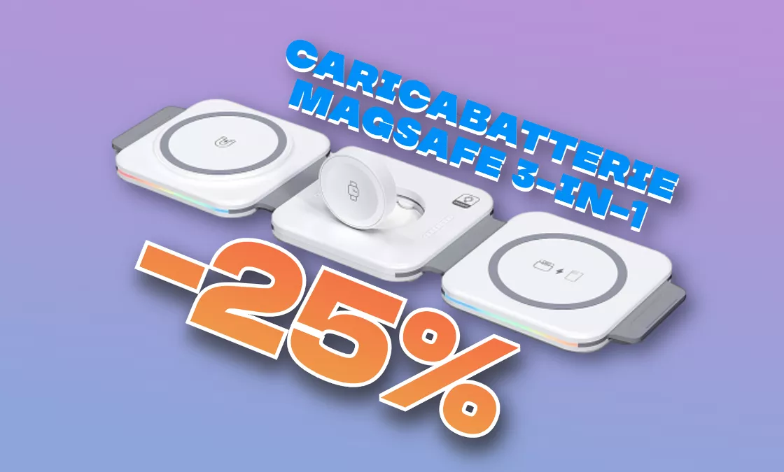 Caricabatterie MagSafe 3-in-1 per iPhone, Apple Watch e AirPods (-25%)