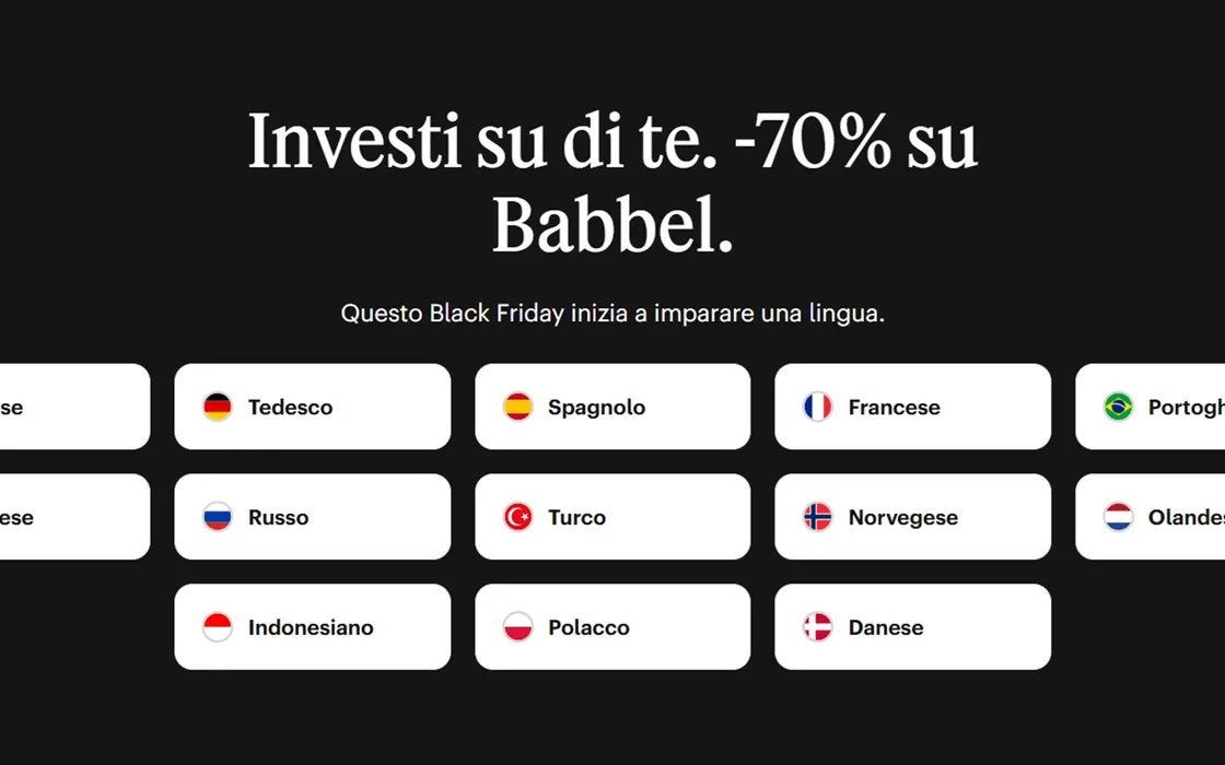 Da Babbel è arrivato il Black Friday con il 70% di sconto